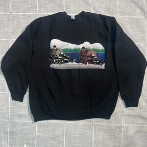Vintage Snow Mobile Crewneck Sweatshirt XL Tultex Made in USA Discus Athletic